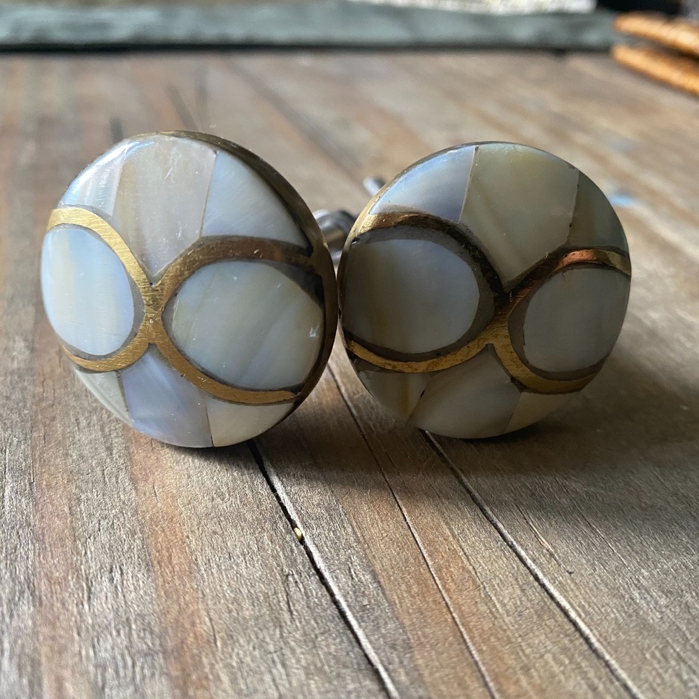 Set of 2 Anthropologie Mother of Pearl Knobs